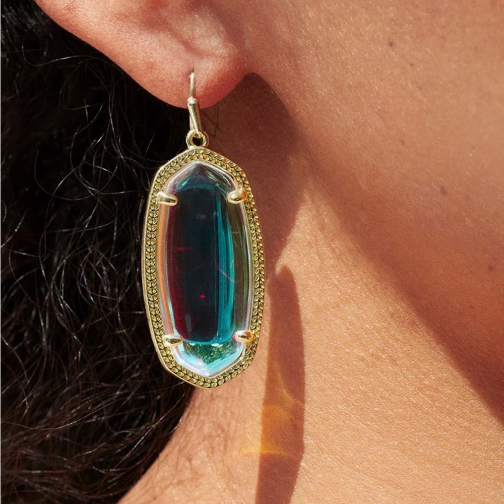 Kendra Scott Elle Gold Drop Earrings in Dichroic Glass